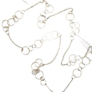 Gorpcore Utility Grunge Silver Tone Ringlet Long Chain Necklace Dress Jewellery